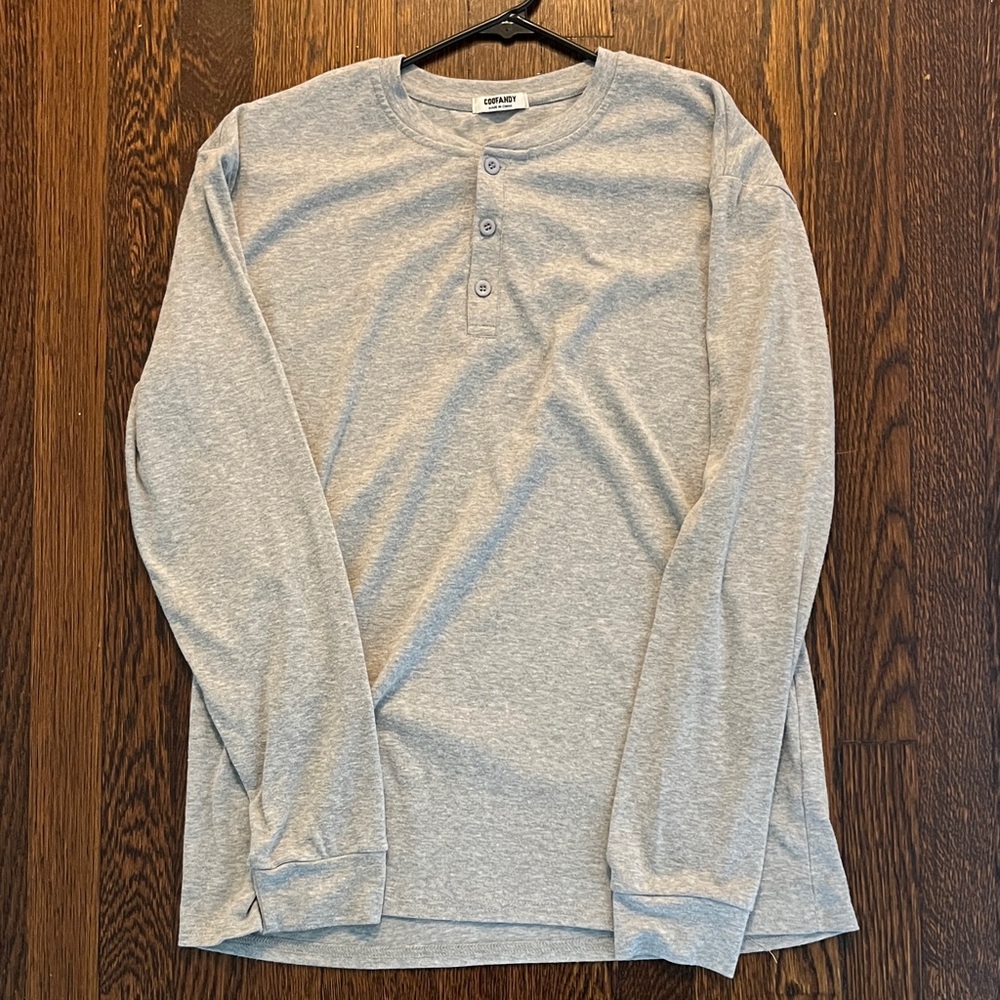Coofandy Light Gray Long Sleeve Henley